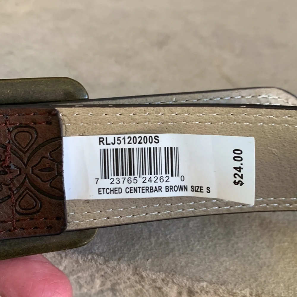 Etched faux leather belt 37 inches